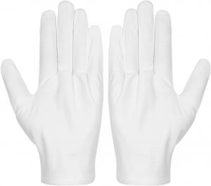 Quality Etiquette White Cotton Work Gloves  For Driving Abrasion Resistant for sale