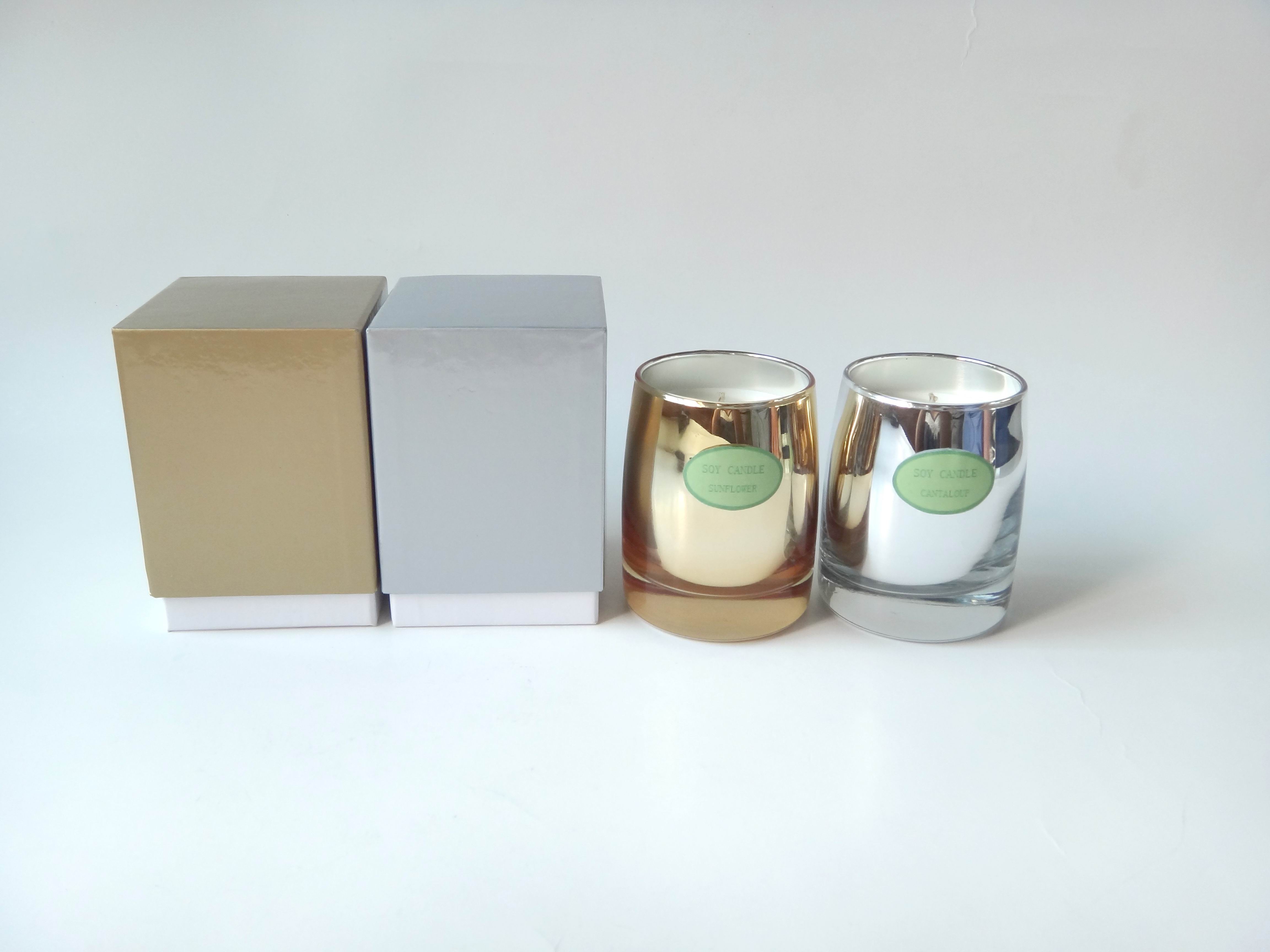 Quality Golden and Silver glass Soy Candle with scented for sale