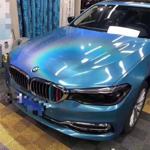 Quality 1.27m Slidable Laser Blue Glitter Vinyl Wrap Air Release high gloss car wrap for sale