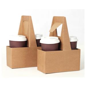 Quality Eco Friendly Disposable Coffee Paper Cups Holder 20X14X27.5cm 2 4 6 Pack Can Carrier for sale