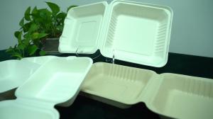 Quality Take Out Food Sugarcane Packaging Shipping Box Biodegradable Clamshell 3 Compartments Disposable Food,food & Beverage Packaging for sale