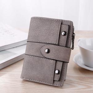 China Wallet Spring Summer 2021 Short Retro Frosted Ladies Student Tri-fold Small Wallet Willow Stud Buckle Wallet on sale