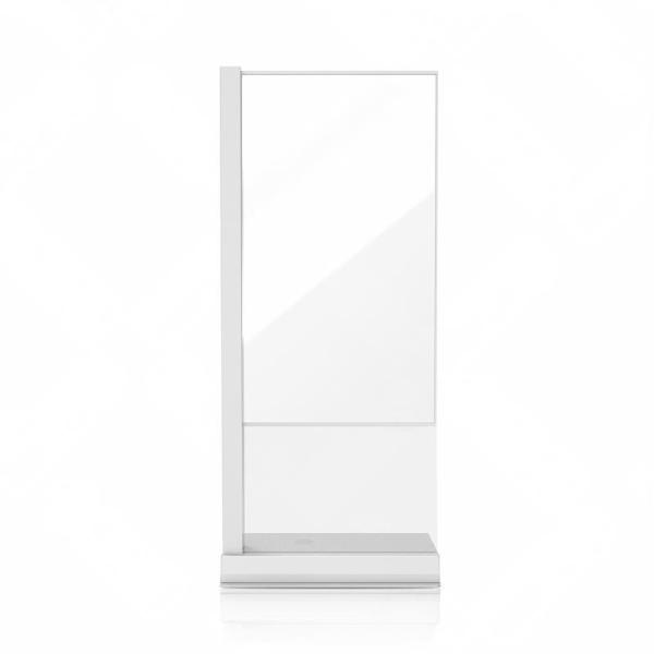 Side view showing the L-shaped design of the OLED screen