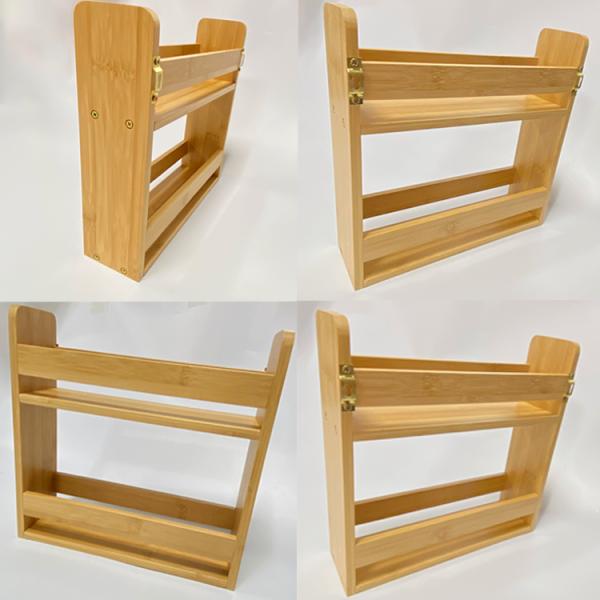 28x28x8cm Bamboo Spice Holder Tray for In-drawer Kitchen Cabinet 3-tier Organization