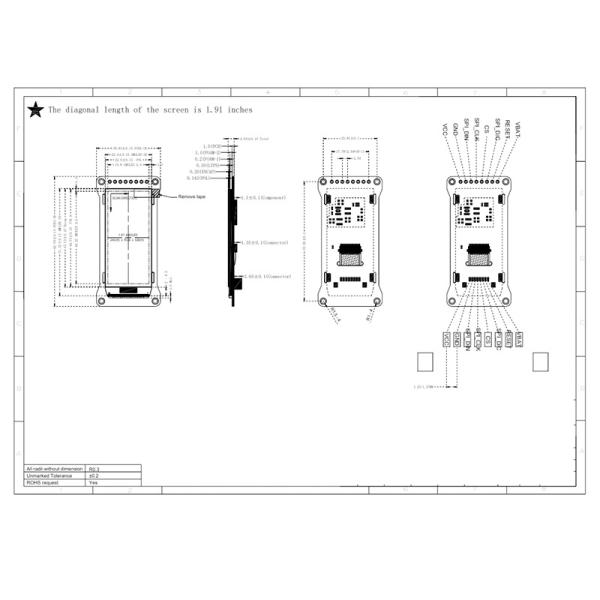 2 Inch AMOLED display module 240x536 Dots SPI/QSPI Interface 350c/d brightness driving IC RM67162