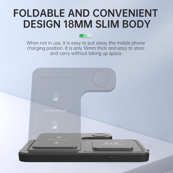 15w Multi Functional Wireless Portable Charger For Iphone black and white ABS metarial