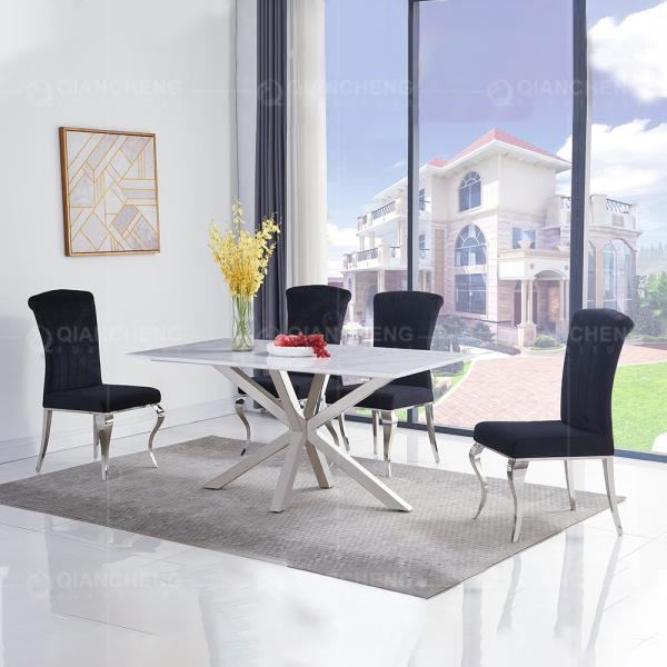 180x90x75cm 4 Seater Rectangle Dining Table Marble Top Minimalist Style