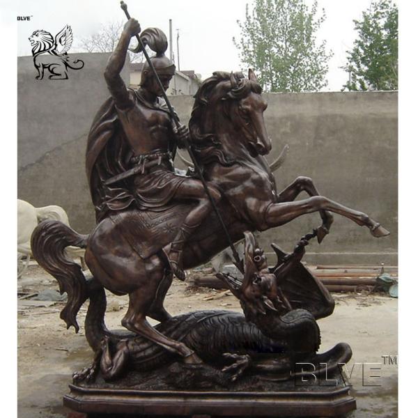 St. George Slaying The Dragon Statue Bronze Metal Craft Life Size Religious Custom