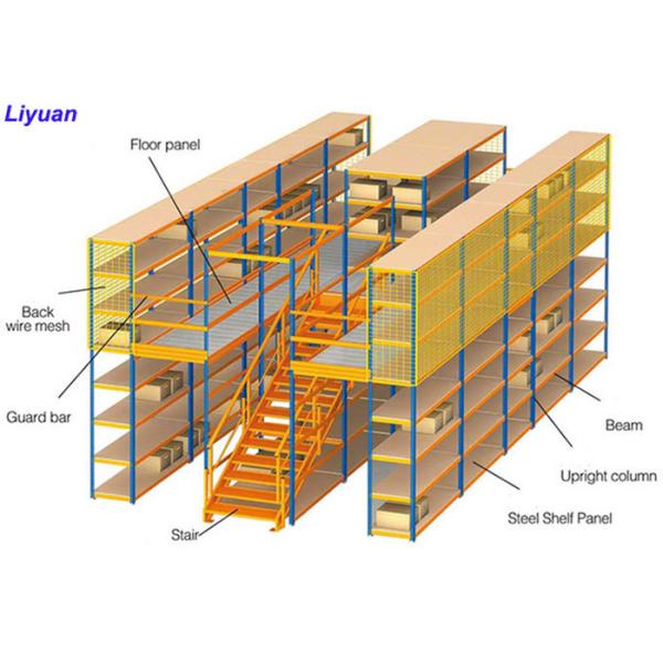 Powder Coated Mezzanine Racking System Multi - Level Steel Structure Shelves