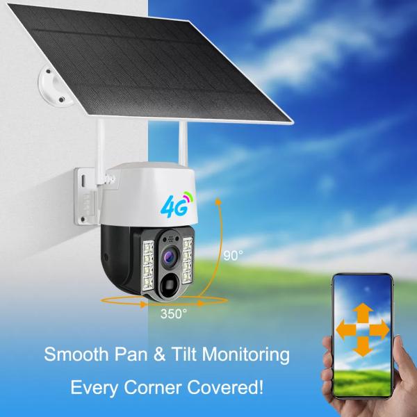 4G SIM Card Solar PTZ Camera WIFI Motion Detection Alarm CCTV Security Camera