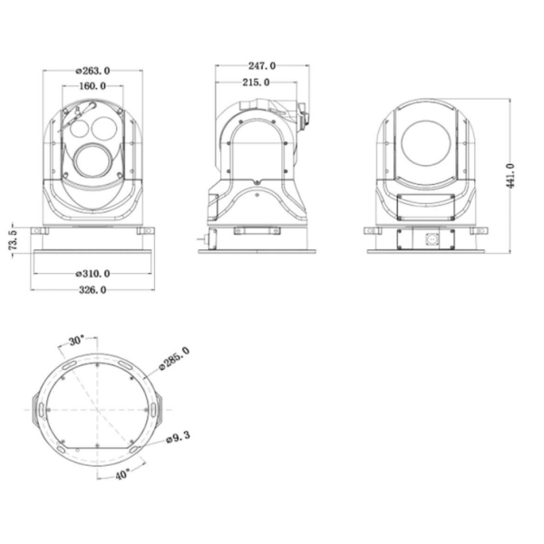 Trispectrum lmage-Stabilized Turret Camera