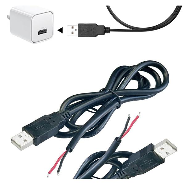 5V USB to Open Stripped Tinned Bare Wires End Pigtail Power Charger Cable for LED Strip Light Lamp