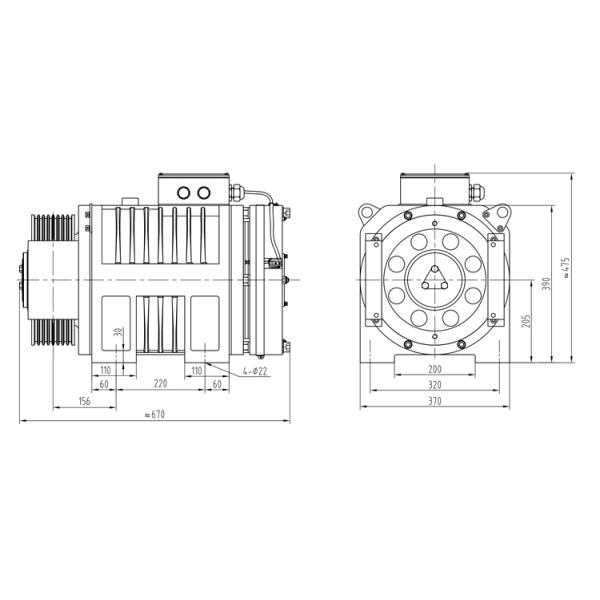 Elevator Gearless Traction Machine SN-ER1L 3500kg Max. Static Load Type