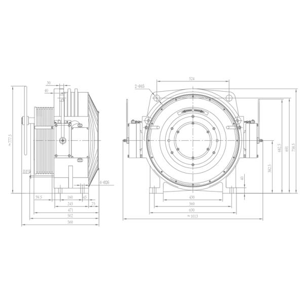 2.5m/S 380V Load 2000kg Elevator Traction Machine For Feight Elevator Use