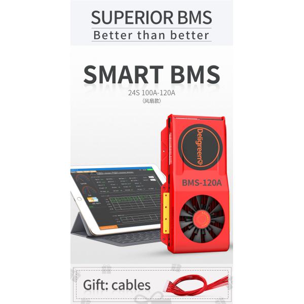Daly Lifepo4 24S 120A Smart Bms With Fan Bt Blue Tooth Can Lcd Board Thickness 1.6mm Over charge protection
