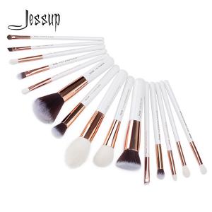 Quality Jessup 15pcs White/Rose gold Makeup Brush Set Natural Soft Bristles Factory Wholesale Makeup Brush T220 for sale