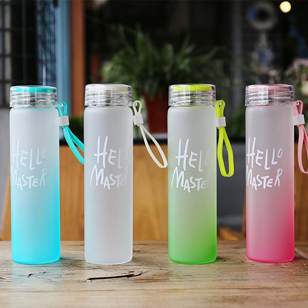 400ml Colored Frosted Glass Water Bottle Borosilicate Portable reusable