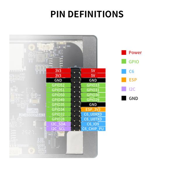 JC4880P443C_I_W_Y Placa de Desarrollo Táctil 4.3'' para ESP32P4/ESP32-C6 con Carcasa Protectora y Cámara OV2640