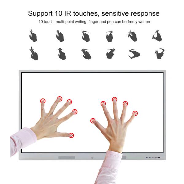 75 Inch Conference Room 4K Interactive Anti Glare Touch Screen Smart Whiteboard Digital Signage