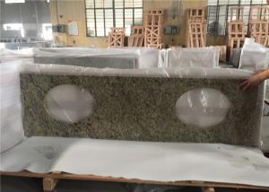 Quality Superior Double Sink Prefab Bathroom Vanity Tops Venetian Gold Granite Stone for sale