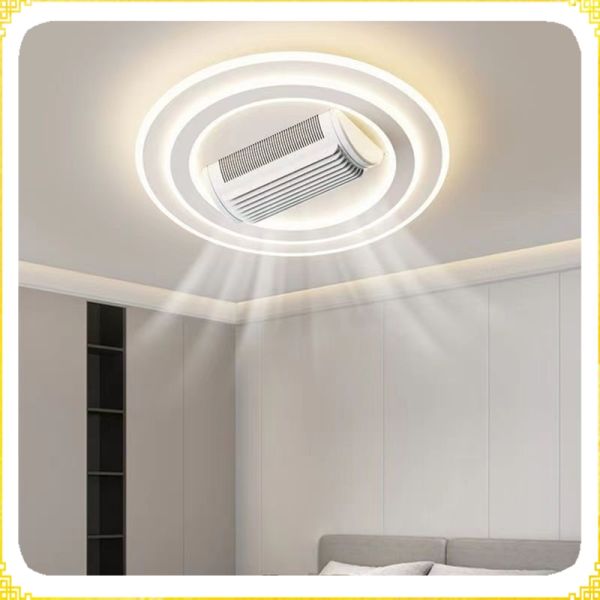 New Design Bladeless Modern Square Led Ceiling With Light Remote Control White Invisible Fan Lamps for Living Room
