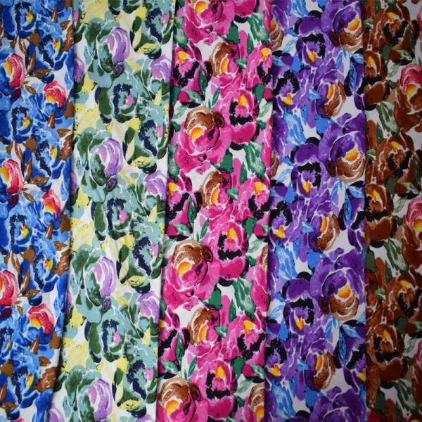 Modern Flower Pattern Printed bamboo rayon fabric