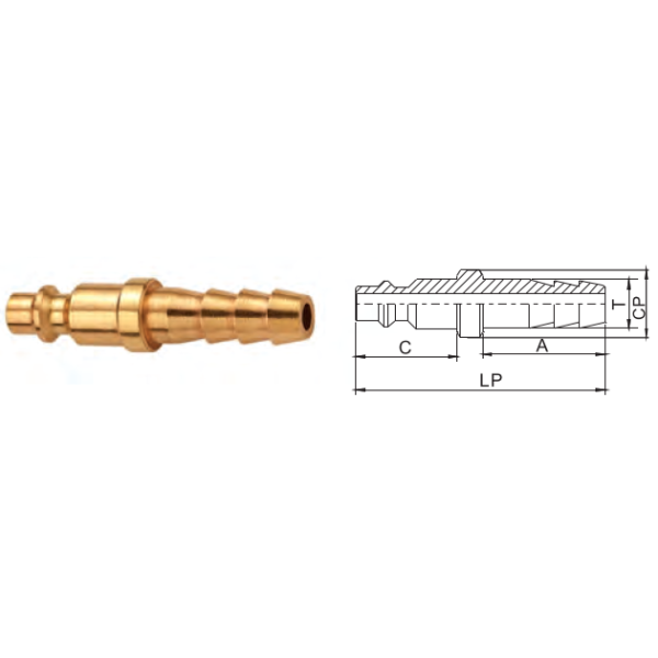 LAM Pneumatic Brass Quick Coupling High Flow Single Shut Off
