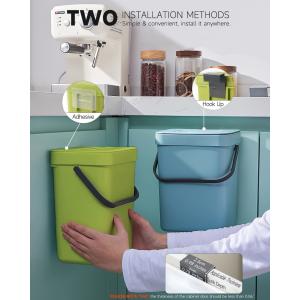 Household Kitchen Three-color Wall Hanging Plastic Trash Can with Lid