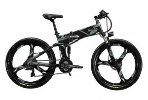 Quality 26 inch Folding Mountain Electric Bike With Suspension and Shimano Derailleur for sale