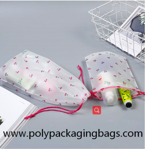 0.06mm Printed Transparent PE Drawstring Storage Bag