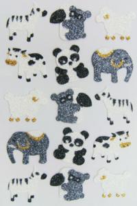 China Kawaii Colorful  Glitter Animal Stickers , Grey Foam Animal Stickers Removable on sale