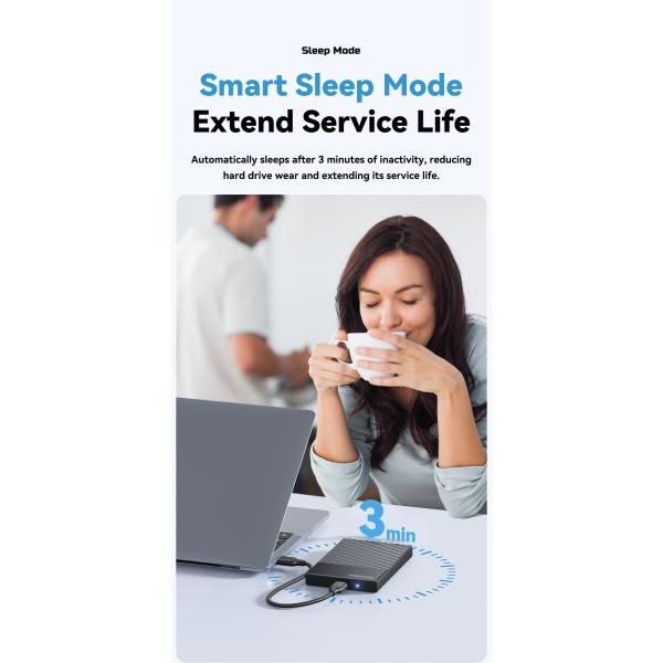 ESSAGER ES-YP02 2.5 Inch SATA SSD HDD External Hard Drive Enclosure with 5Gbps Speed USB 3.0 and Dual-protocol Boost