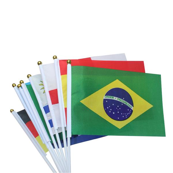 Personalized Hand Held Flags Waving Small Flag With Plastic Pole