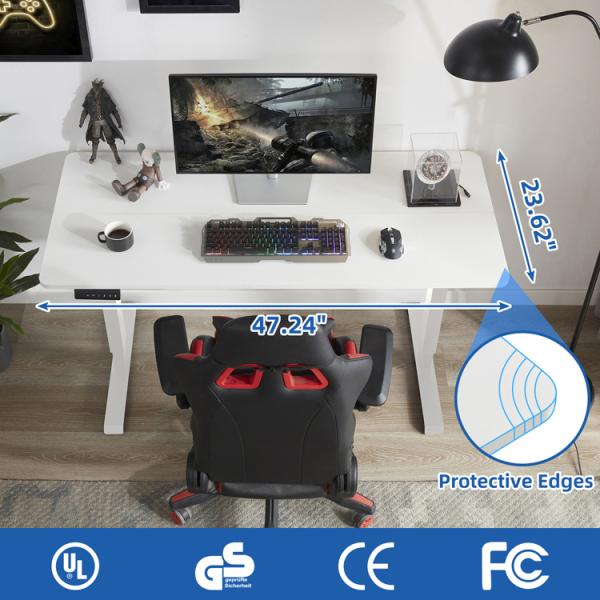 Custom White Wooden Height Adjustable Sit Stand Desk Table for 100 V/Hz Power Supply