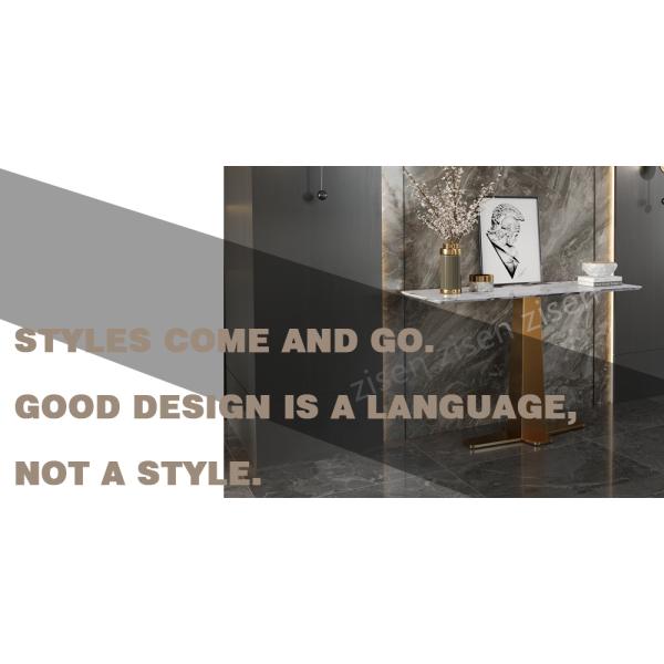 Minimalist Gold Marble Console Table , Cross Leg Console Table 1200mm Length