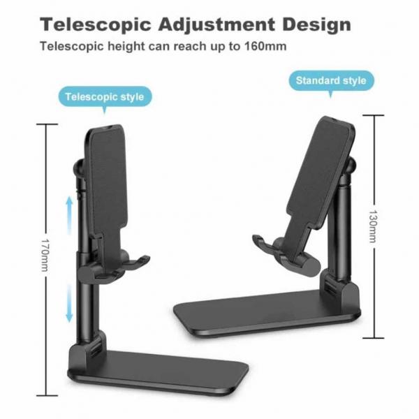 Height Adjustable Folding Desktop Phone Stand 130mm Phone Holder Desk Mount