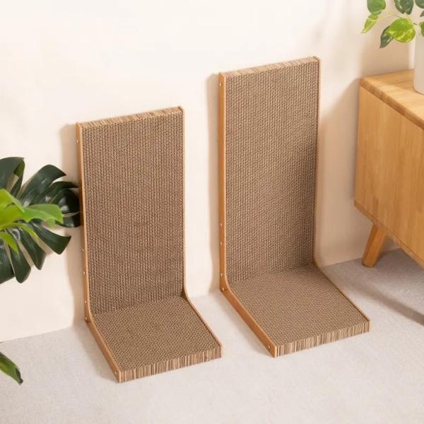 Detachable Cardboard Scratch Pad L Shape Cat Scratcher Sustainable