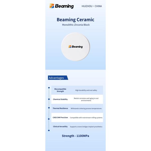 Blank Monolithic Dental Zirconia 10MM - 25MM Cad Cam Zirconia Blocks