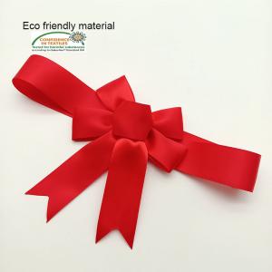 China Wholesale Red Custom eco friendly Christmas Pre tie Satin Ribbon and Gift Ribbon Bows with elastic loop on sale