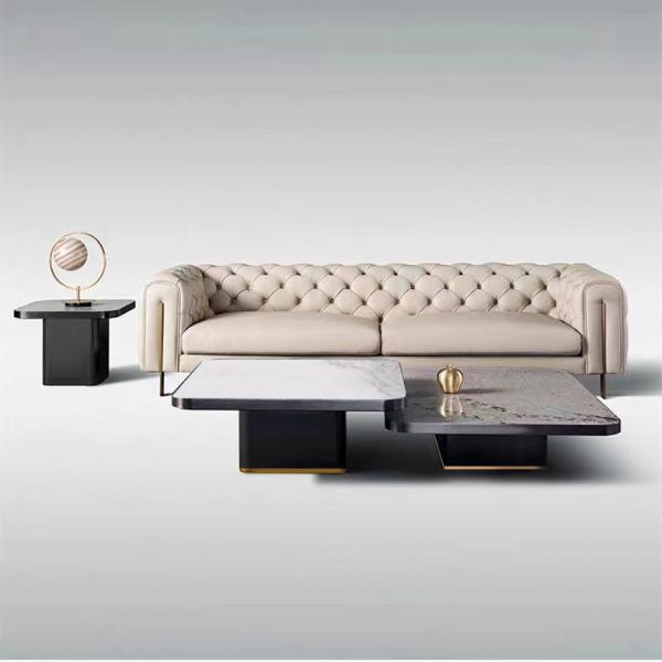 Luxury Ceramic Marble Top Coffee Table Elevated Coffee Table Square Coffee Table