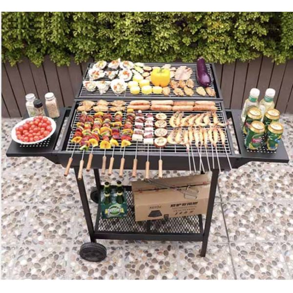 Large Double-Sided Folding Charcoal Grill for Courtyard Home Stay Camping Outdoor Commercial Camps Parties