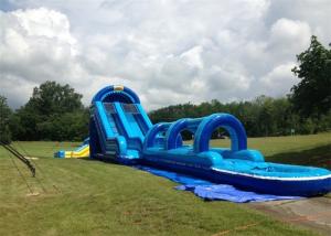 China Exciting 0.55mm PVC Tarpaulin Inflatable Double Slip And Slide With Pool on sale