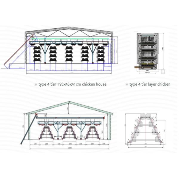 Energy Saving Automatic Chicken Cage Sturdy Hitech Hen Cage Simple Structure