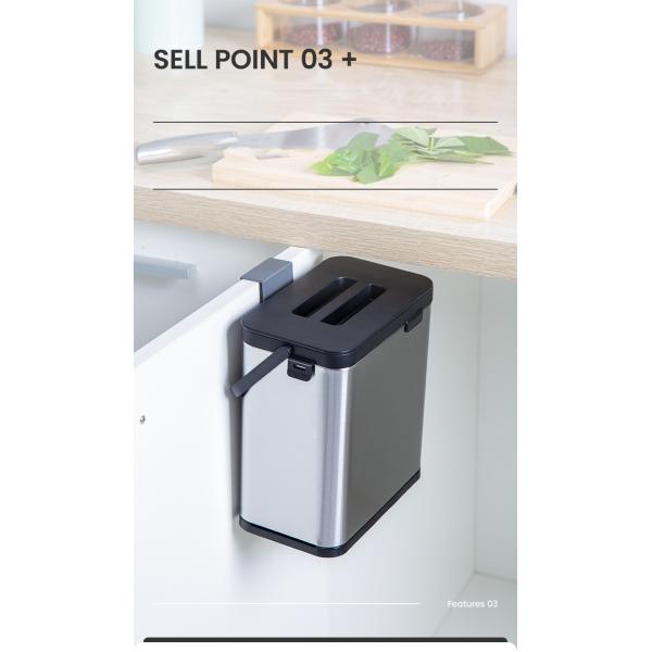 Household square Narrow Wall Hanging Stainless Steel Trash Can with Lid