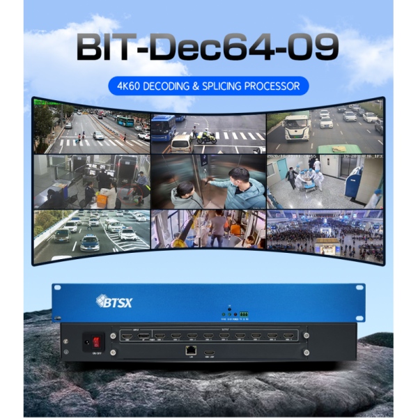 4K60 Decoding Video Wall Controller with 9-Channel Output and 64-Channel IPC Support Multi-Screen Processor