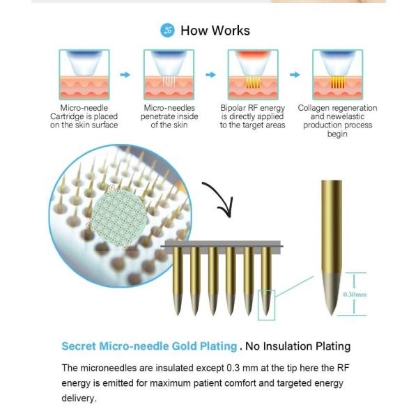 Gold RF Microneedling Machine Not scab For Wrinkle Remover