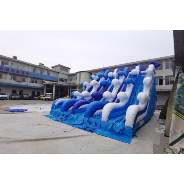 Outdoor Cool Wave Inflatable Water Slide 10mL*7mW*6mH Customized