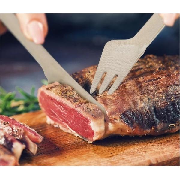 Eco Friendly Sugarcane Bagasse Tableware Compostable Disposable Cutlery Fork Knife Spoon Set