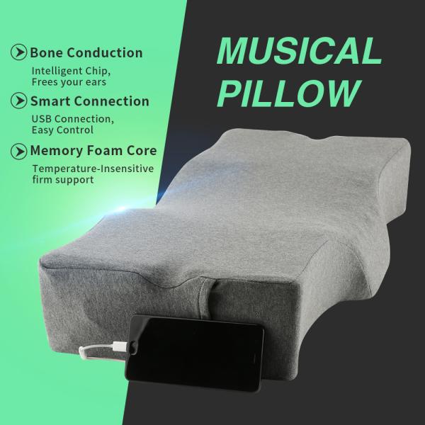 Smart Music Memory Foam Travel Pillow Orthopedic Bone Conduction T090 Jacquard Fabric Inner Cover