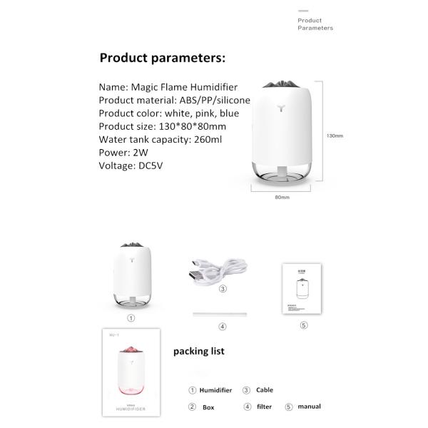 HOMEFISH 260ML Room Humidifier ABS PP Silicone Car Air Humidifier